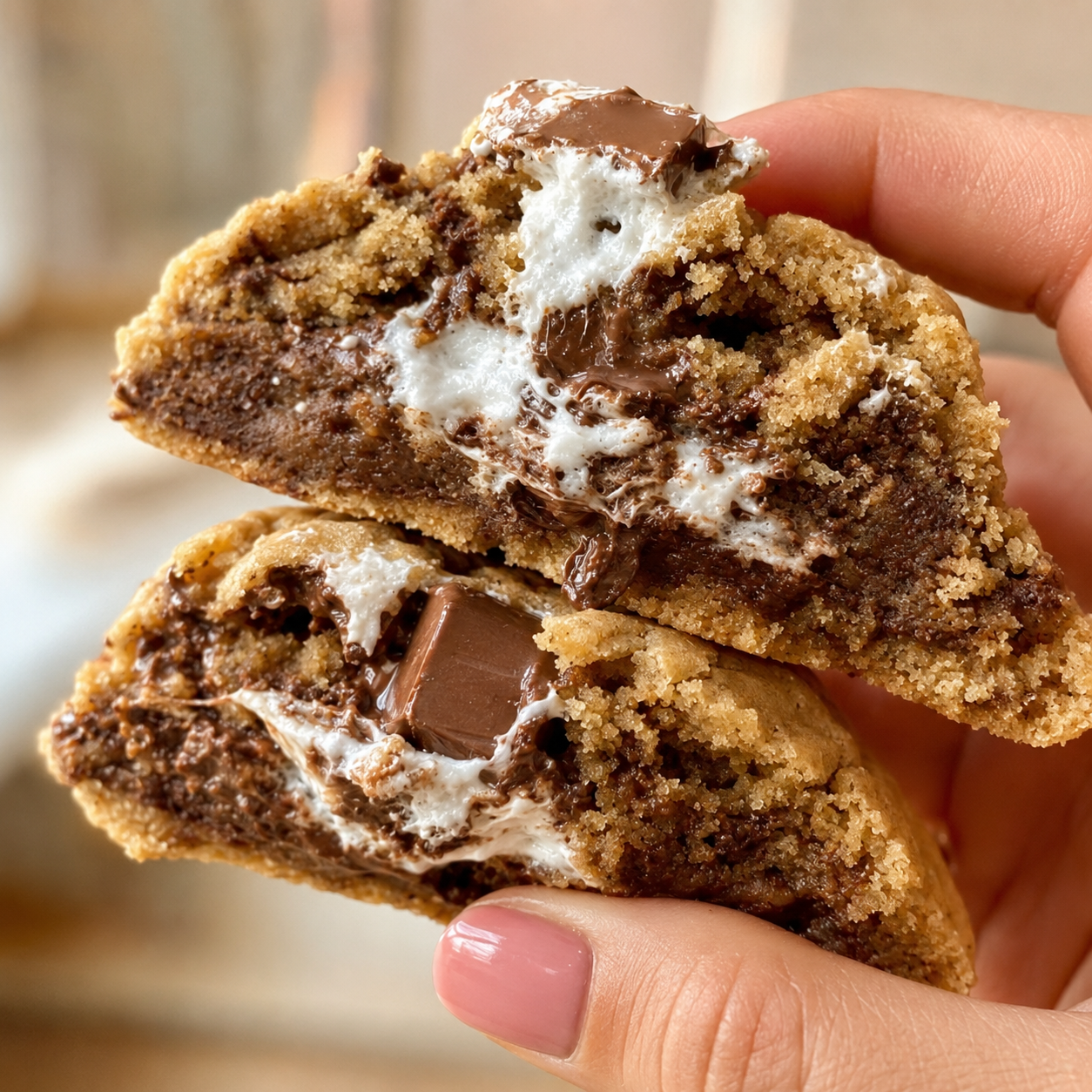 Cookies gruesas abiertas con relleno de chocolate