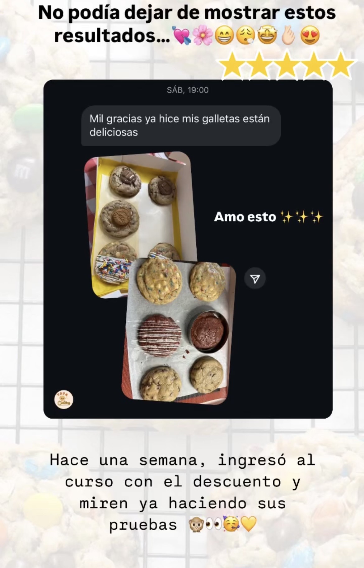 Entró al curso hace una semana y ya está haciendo sus propias galletas