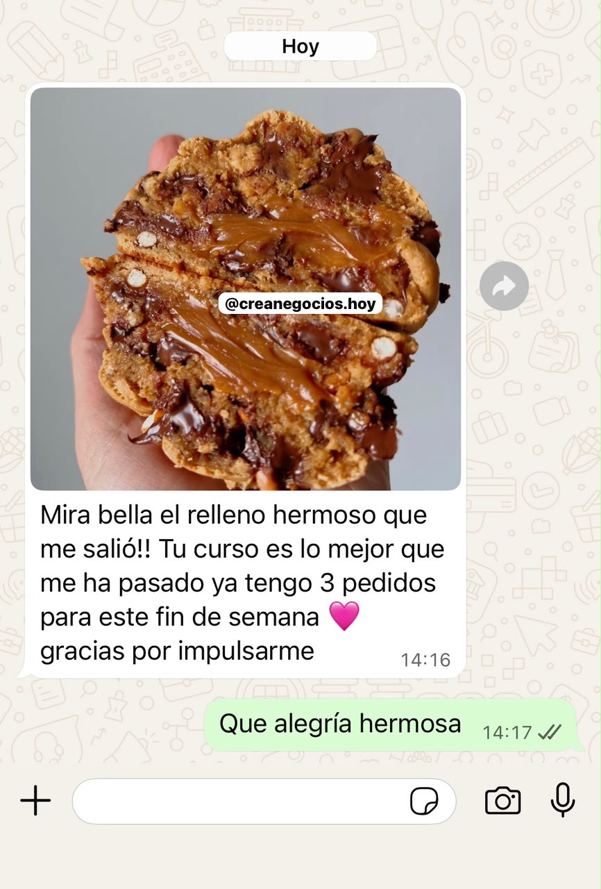 Captura real de WhatsApp de una alumna del curso