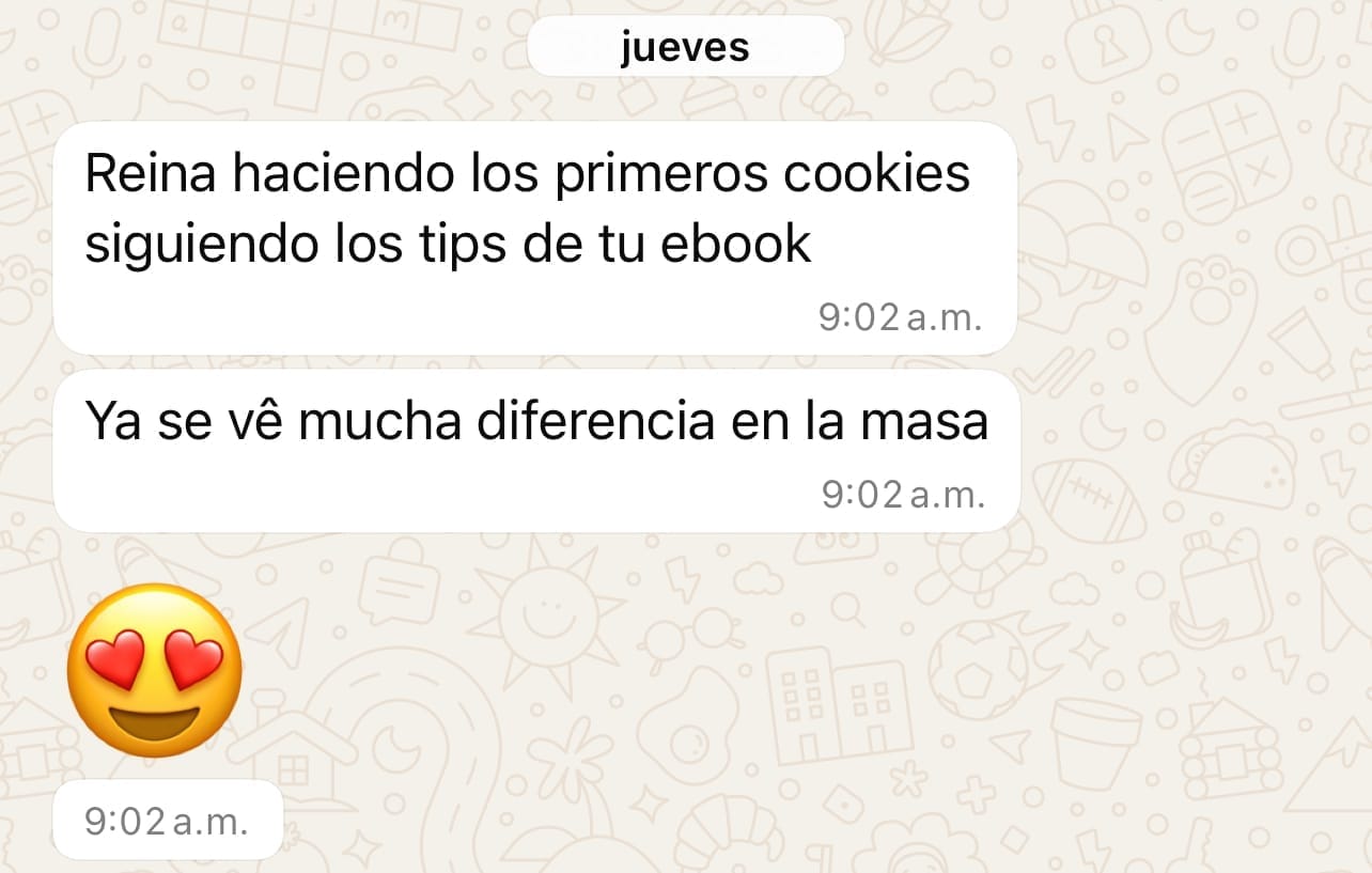 Captura real de WhatsApp de una alumna del curso